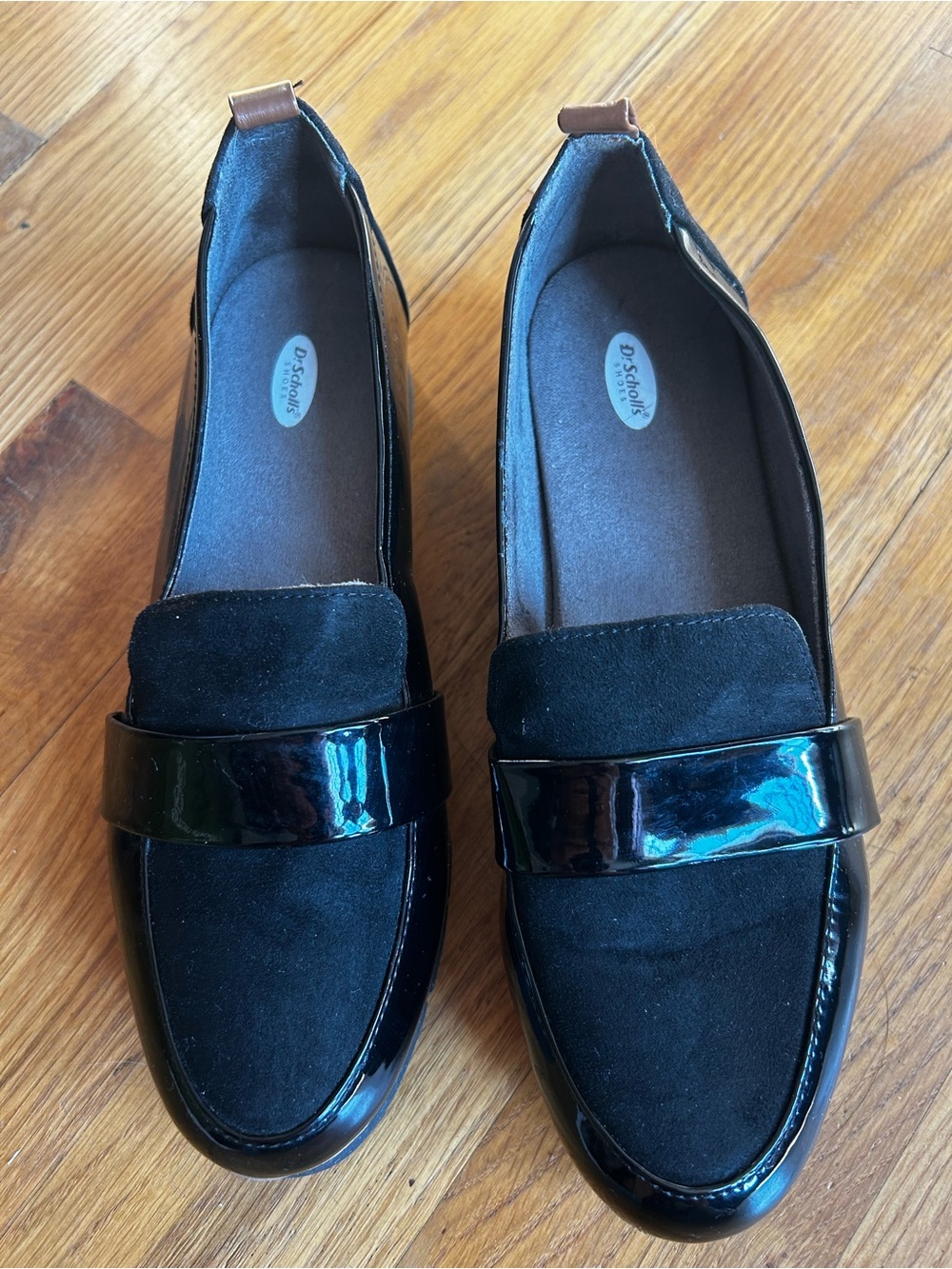 Dr. Scholl's Be Energized Watson Faux Suede Black Leather Loafer Women Sz 7